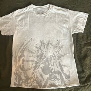 A white and gray “Likely Hated” Tee shirt.